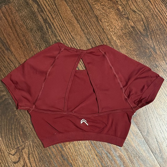 Oner Active EFFORTLESS SEAMLESS SHORT SLEEVE CROP TOP Rosewood - Medium - Picture 6 of 6